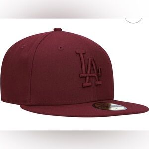 New - Men's Los Angeles Dodgers New Era Maroon Oxblood Tonal 59FIFTY Fitted Hat